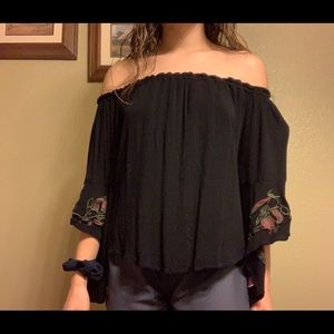 Black off the shoulder top